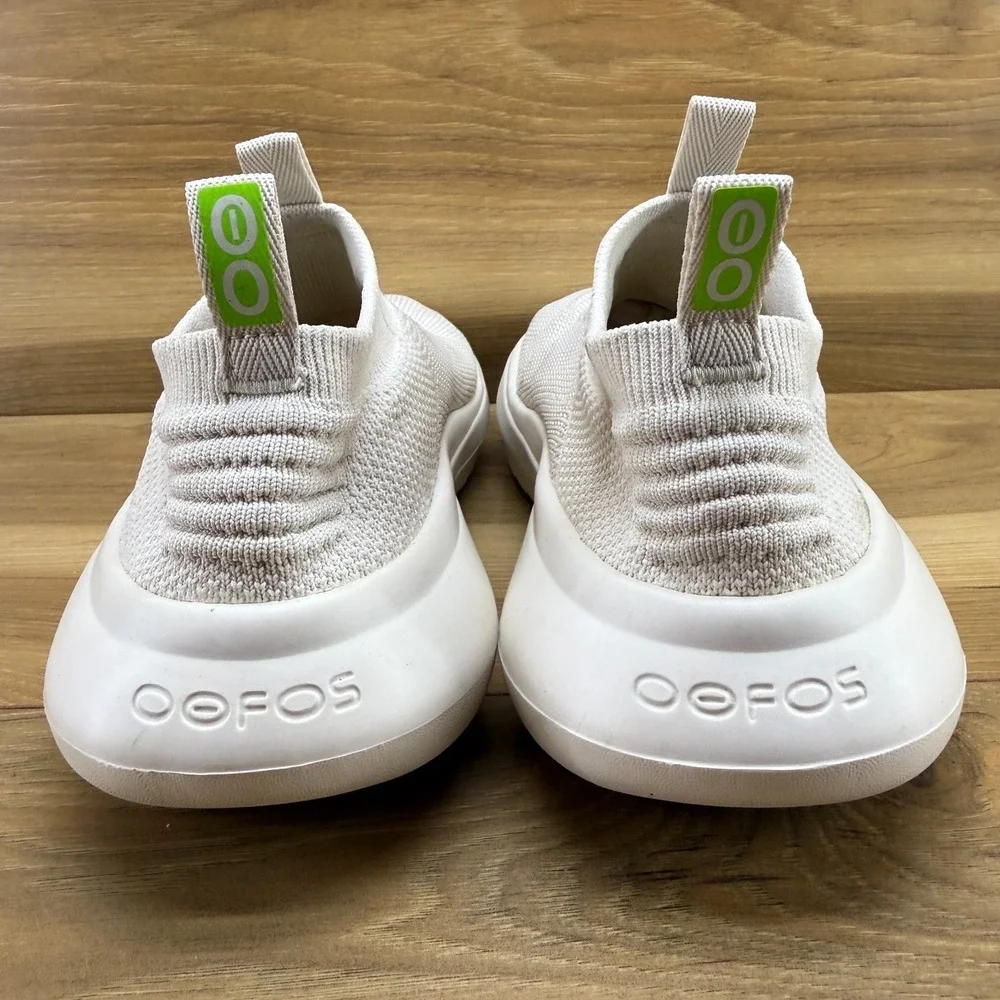 Oofos Oomy Zen Slip On Shoes Womens 8 EU 39 Chalk White Knit Recovery Sneakers